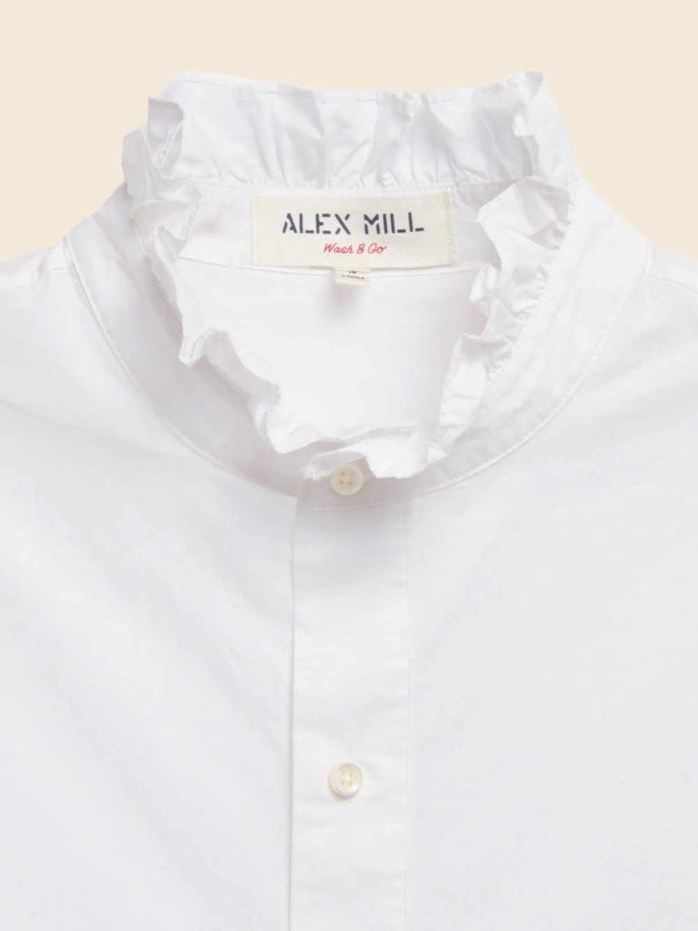 Alex Mill Easy Ruffle Wash and Go Collared Shirt in White Poplin - Picture 3 of 6